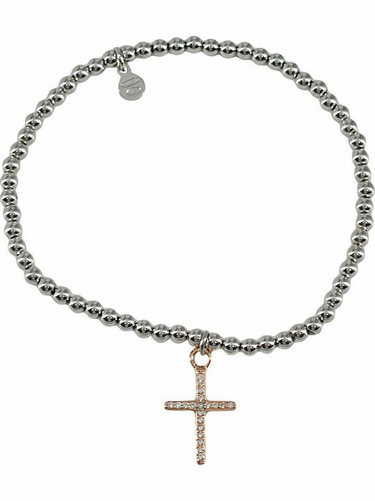 Mertzios.gr Bracelet with Cross design made of Silver with Zircon 261016132326FU