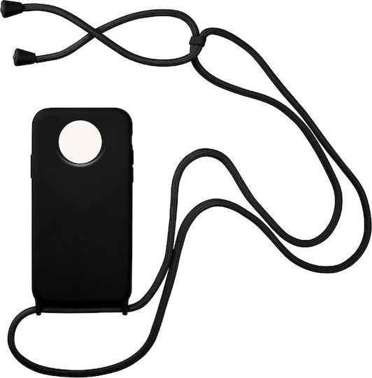 Sonique Carryhang Back Cover Σιλικόνης 0.5mm με Λουράκι Μαύρο (Redmi Note 9T)