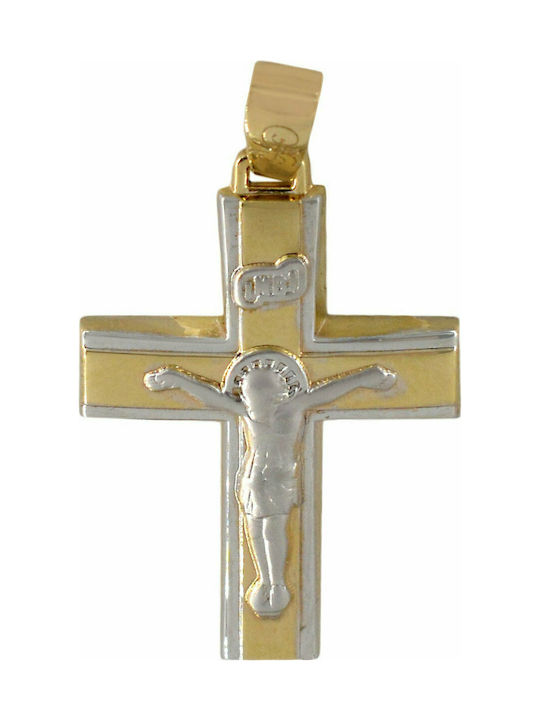 Mertzios.gr Gold Cross 14K Double Sided with the Crucified