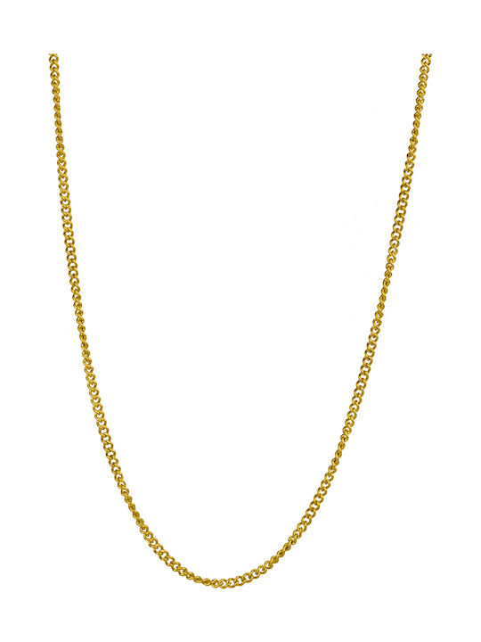 Unisex Gold Plated Stainless Steel Neck Thin Chain Yellow with Polished Finish 55cm