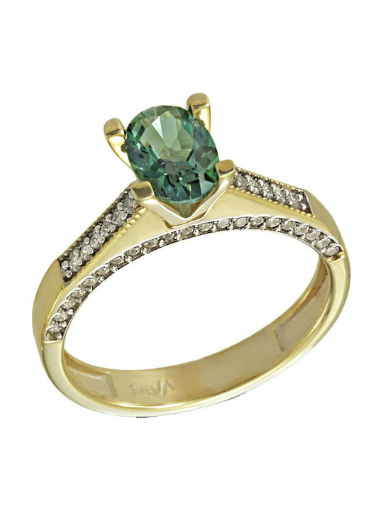 Filva Oro Single Stone Ring From 14K Gold With Emerald