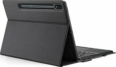 Dux Ducis Touchpad Klappdeckel Synthetisches Leder mit Tastatur Englisch US Schwarz (Galaxy Tab S7+)