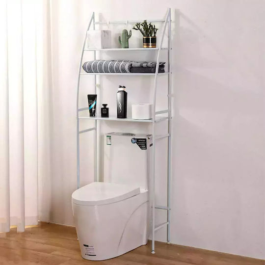 TW-201 Rafturi de baie Raft Baie Metal cu 3 Rafturi 47x25x160cm Albă