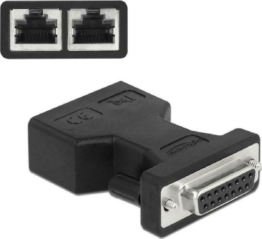 DeLock Konverter Serienmäßig männlich zu RJ-45 2x weiblich 1Stück 66806