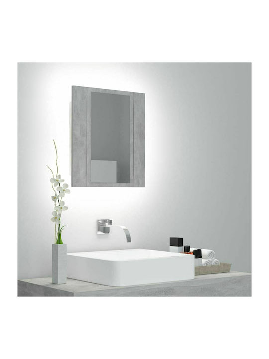 vidaXL Rectangular Bathroom Mirror Led made of Particle Board with Cabinet 40x45cm Gray