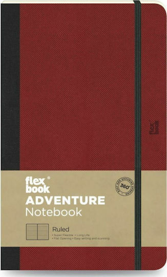 The Writing Fields Adventure Notebook B5 Ruled with Elastic Red