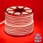 GloboStar Rezistentă la apă Bandă Neon Flex LED Alimentare 220V cu Lumină Roșu Lungime 1m și 120 LED-uri pe Metru