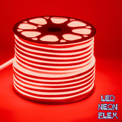 GloboStar Rezistentă la apă Bandă Neon Flex LED Alimentare 220V cu Lumină Roșu Lungime 1m și 120 LED-uri pe Metru