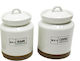 Karvounis Set of 2pcs Jars for Sugar / Coffee with Lid Ceramic White