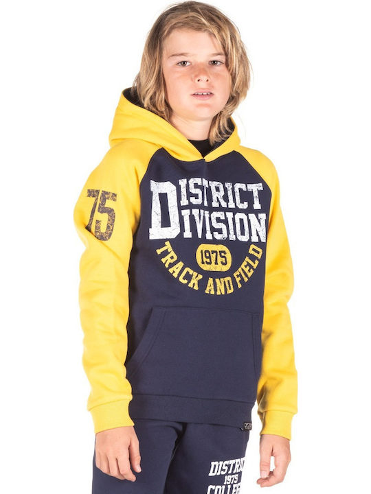 District75 Kids Fleece Sweatshirt with Hood and Pocket Navy Blue