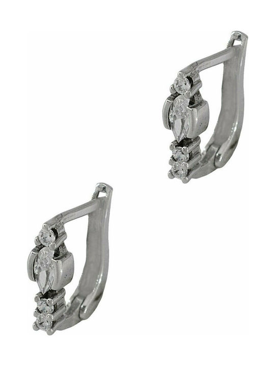 Mertzios.gr Earrings Hoops made of Platinum with Stones