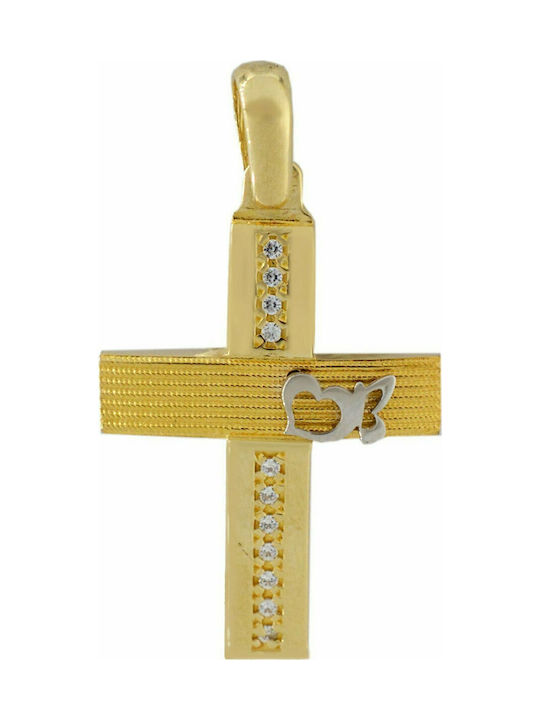 Mertzios.gr Gold Cross 14K Double Sided