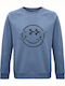 Hanorac unisex, organic "Emoticon Destroyed Smile", albastru