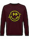 Sweatshirt Unisex, Organic "Emoticon Destroyed Smile", Burgundy