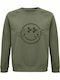 Sweatshirt Unisex, Organic "Emoticon Destroyed Smile", Khaki