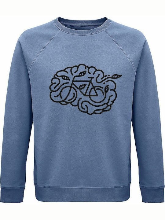 Sweatshirt Unisex, Organic "Brain Bicycle", Blue