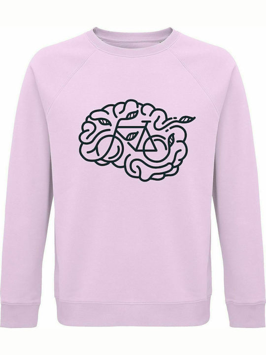 Sweatshirt Unisex, Organic "Brain Bicycle", Creamy Pink