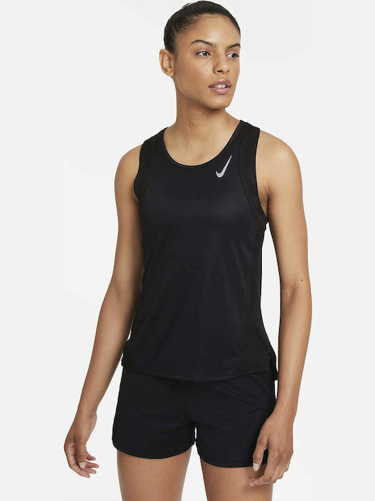 Nike Dri-Fit Race Αμάνικη Γυναικεία Αθλητική Μπλούζα Μαύρη