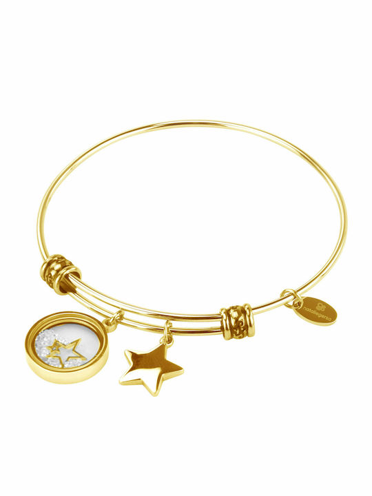 Natalie Gersa Stars Women's Bracelet Handcuffs from Stainless Steel Gold Plated with Zircon 21cm