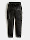 Kids' Cargo Leather Pants Black Leather