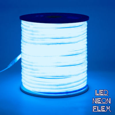 GloboStar Rezistentă la apă Bandă Neon Flex LED Alimentare 220V cu Lumină Albastru Lungime 1m și 120 LED-uri pe Metru