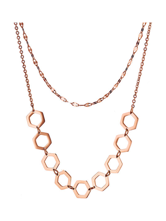 Oxzen Necklace Double from Gold Plated Steel