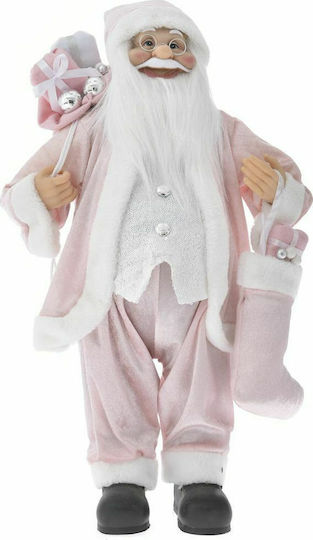 Dekorativer Weihnachtsmann Rosa aus Stoff 80cm
