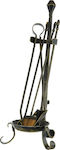 Zogometal Fireplace Tool Set with Stand Holder Black Patina Gold