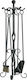 Zogometal Fireplace Tool Set with Stand Holder Black Patina Silver