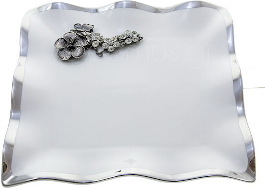 Karvounis Square Porcelain Decorative Platter White 25x25x5cm