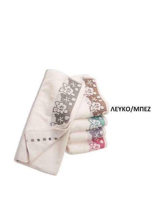 Dimcol Πετσέτα Σώματος Ερατώ 70x140εκ. Λευκό / Μπεζ