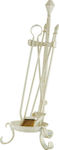 Zogometal Fireplace Tool Set with Stand Holder Cream Patina Gold