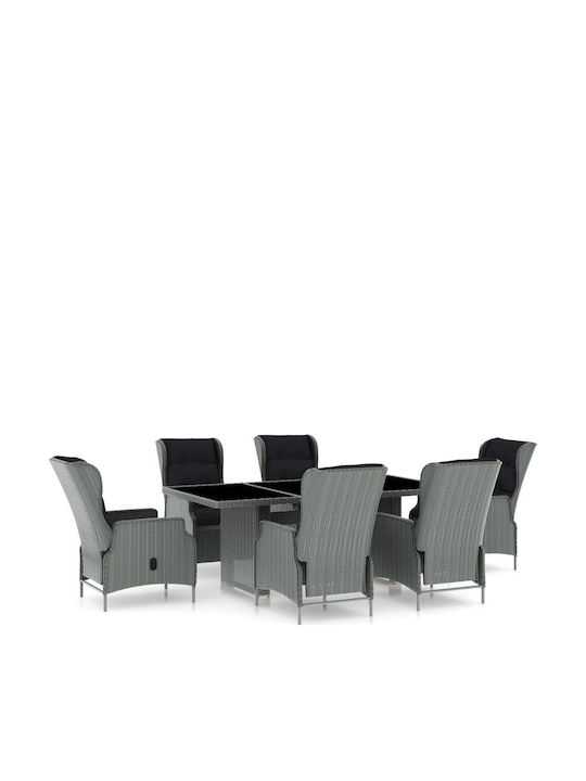 Set Sala De Mese Pentru Exterior 7 Piese Gri De...