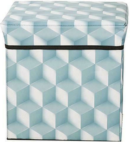 Stool For Living Room With Storage Space Upholstered with Fabric Cubes Light Blue 30x30x30cm