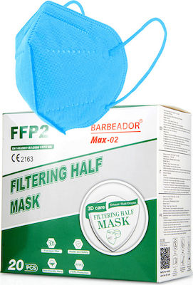 Max Barbeador Max-02 Filtering Half Mask FFP2 Γαλάζιο 20τμχ