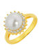 Prince Silvero Ring with Pearls made of Silver Gold Plated
