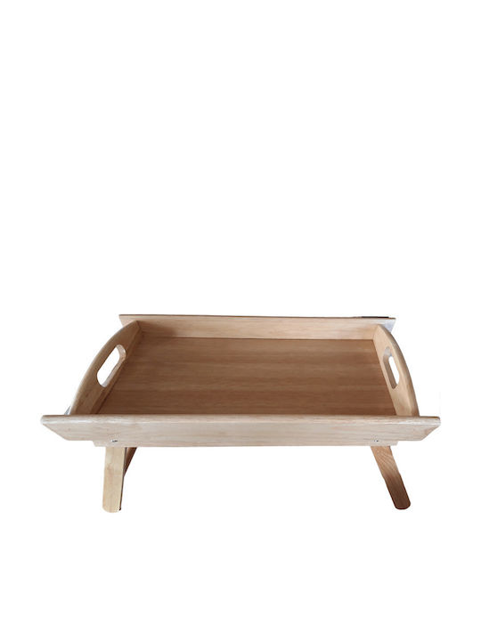 Karvounis Wooden Rectangular Bed Tray with Handles in Beige Color 54x32x25cm TR2741N 1pcs