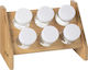 Glass Tabletop Spice Rack with Stand Brown 6pcs