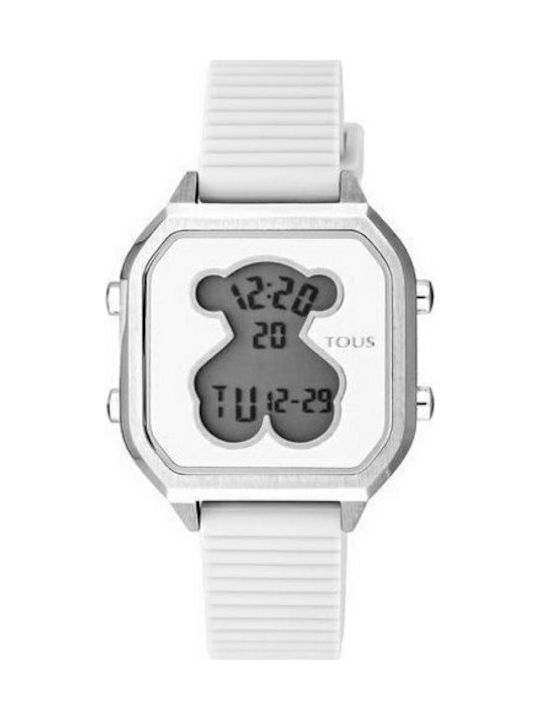 Tous D-Bear Digital Uhr mit Silber Kautschukarmband