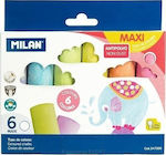 Κιμωλίες Maxi χρωματιστές 6 τεμαχίων (Non dust) - Milan