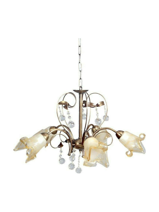 Inlight Candelabru 5xE14 Ø60cm cu cristale Bronz 5300-5