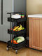 Vesta Home Kitchen Trolley Metallic 3 Tiers Black 43x34x85.5cm