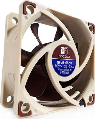 Noctua NF-A6X25 5V Ventilator Carcasă 60mm cu Iluminare Alb și Conexiune 3-Pin 1buc Alb