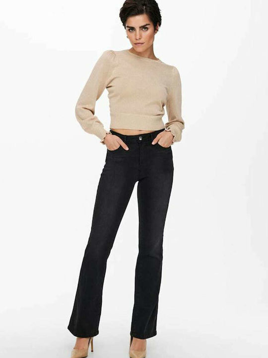 Hoch tailliert Damenjeans Schlaghose Gray