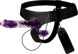 Harness Attraction Rodney Double Vibrator Harness with Double Dildo 18cm in Purple Color