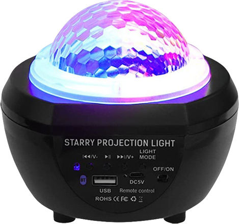 Led Παιδικό Φωτιστικό Projector Starry A με Προβολή Αστεριών Μαύρο