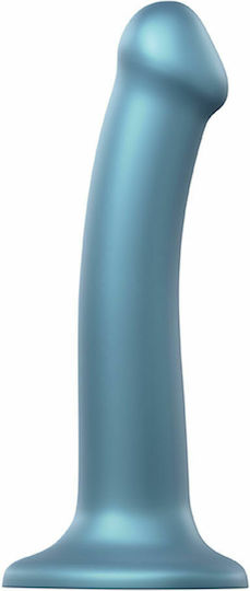 Strap On Me Mono Density Metalic Shine Dildo Medium Ρεαλιστικό Dildo με Βεντούζα Blue 18cm