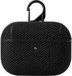 Hurtel Nylon Hard Hülle Stoff mit Haken in Schwarz Farbe für Apple AirPods Pro