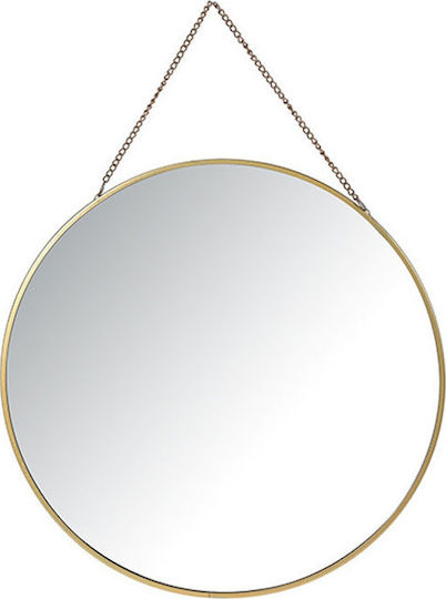 Zaros Wall Mirror with Gold Metallic Frame Diameter 30cm