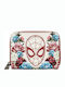 Loungefly Marvel Floral Zip Around Portofel pentru copii cu fermoar Marvel Spider-man Floral Zip Around